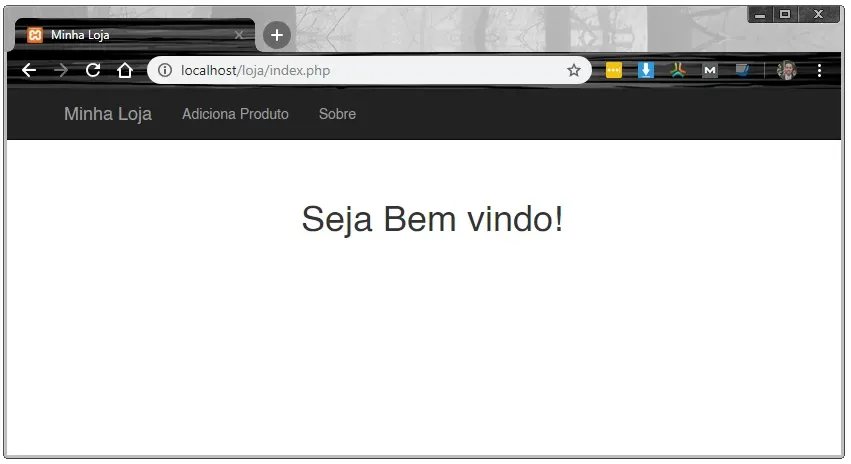 Tela de bem vindo com barra de navegação