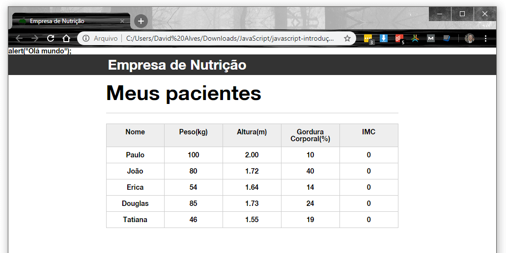 Utilizando a função alert no javascript