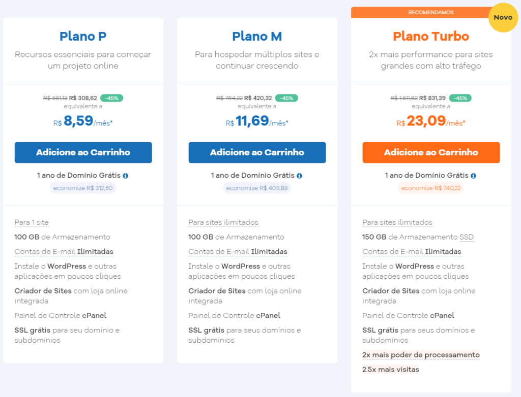 Planos de hospedagem Hostgator