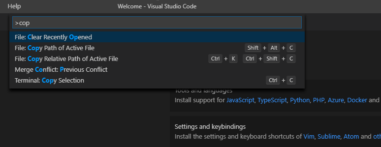 Visual Studio Code: Command Palette
