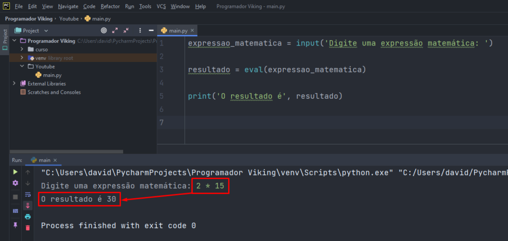 Executando a calculadora em Python